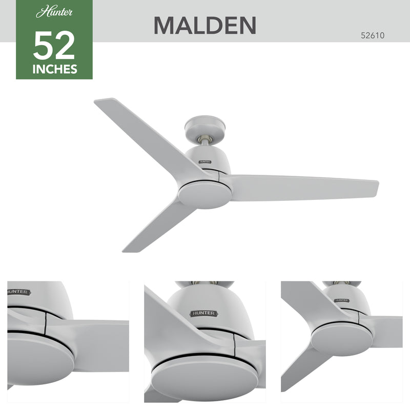Hunter 52 inch Malden Dove Grey Ceiling Fan and Handheld Remote - The Shop By Jasmine Roth