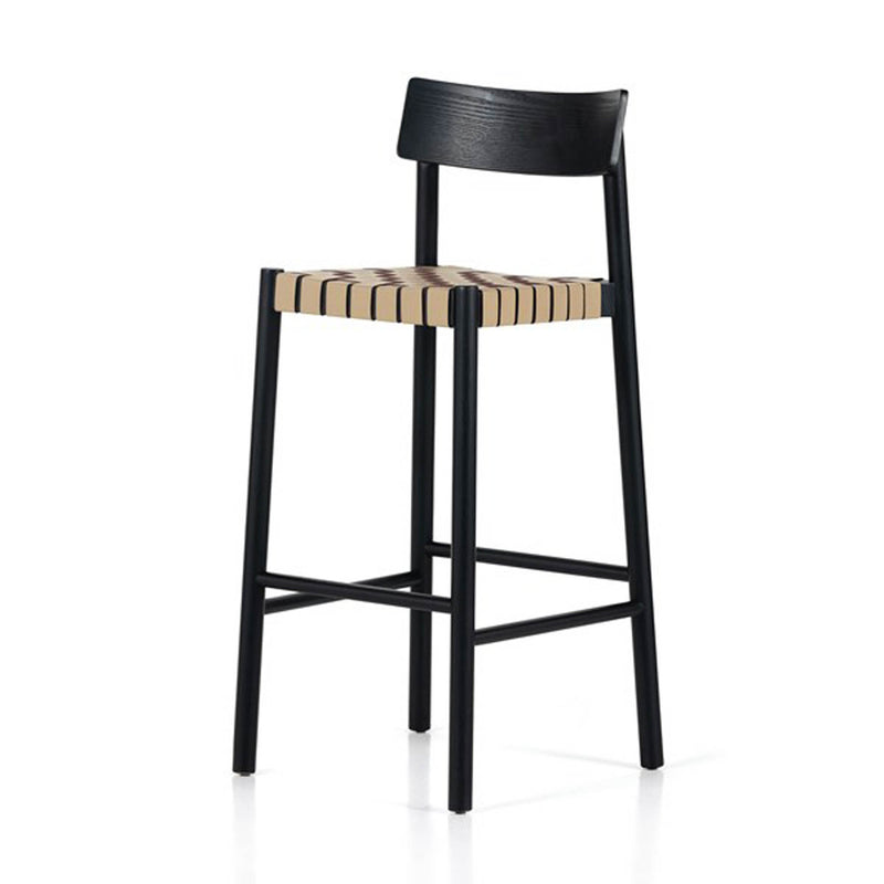Amby Bar Stool Black Black Woven Leather Bar Stool The Shop