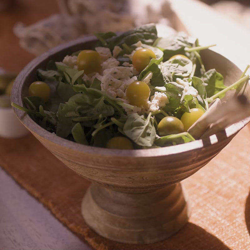 Loch footed bowl with salad on table