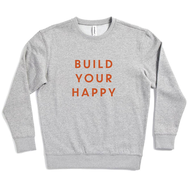Build Your Happy' Crewneck in Heather Grey | The Shop by Jasmine Roth
