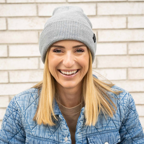 Freestyle Waffle Knit Beanie - Heathered Gray - The Shop By Jasmine Roth