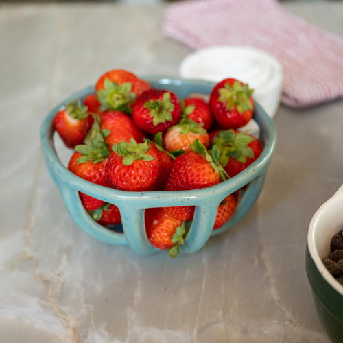 Seacoast stoneware basket with strawberries